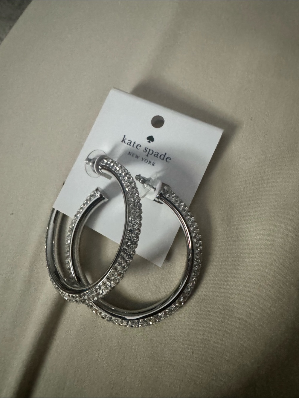 kate spade Silver Crystal Pavé Hoop Earrings